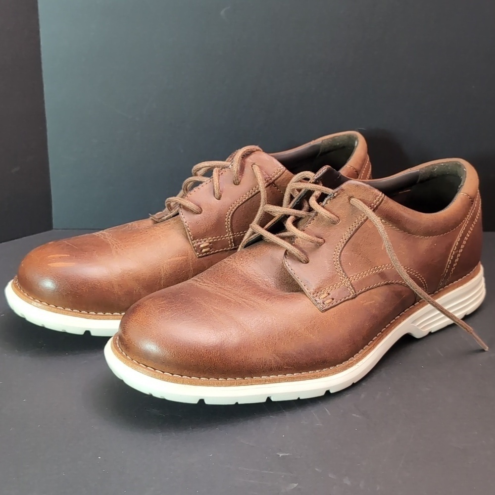 Rockport Men's Brown Leather Upper Lace-up Dress Shoes,Size 8.5 US M.
